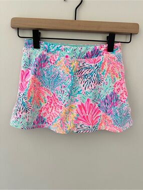 Lilly Pulitzer Luxletic Girls Mini Aila Skort Splashdance UPF 50+ Sz M, 6-7